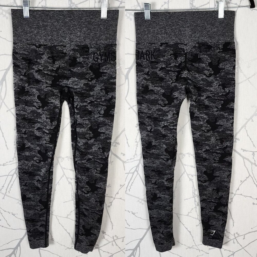 Gymshark Black Gray Camo Seamless Scrunch Leggings